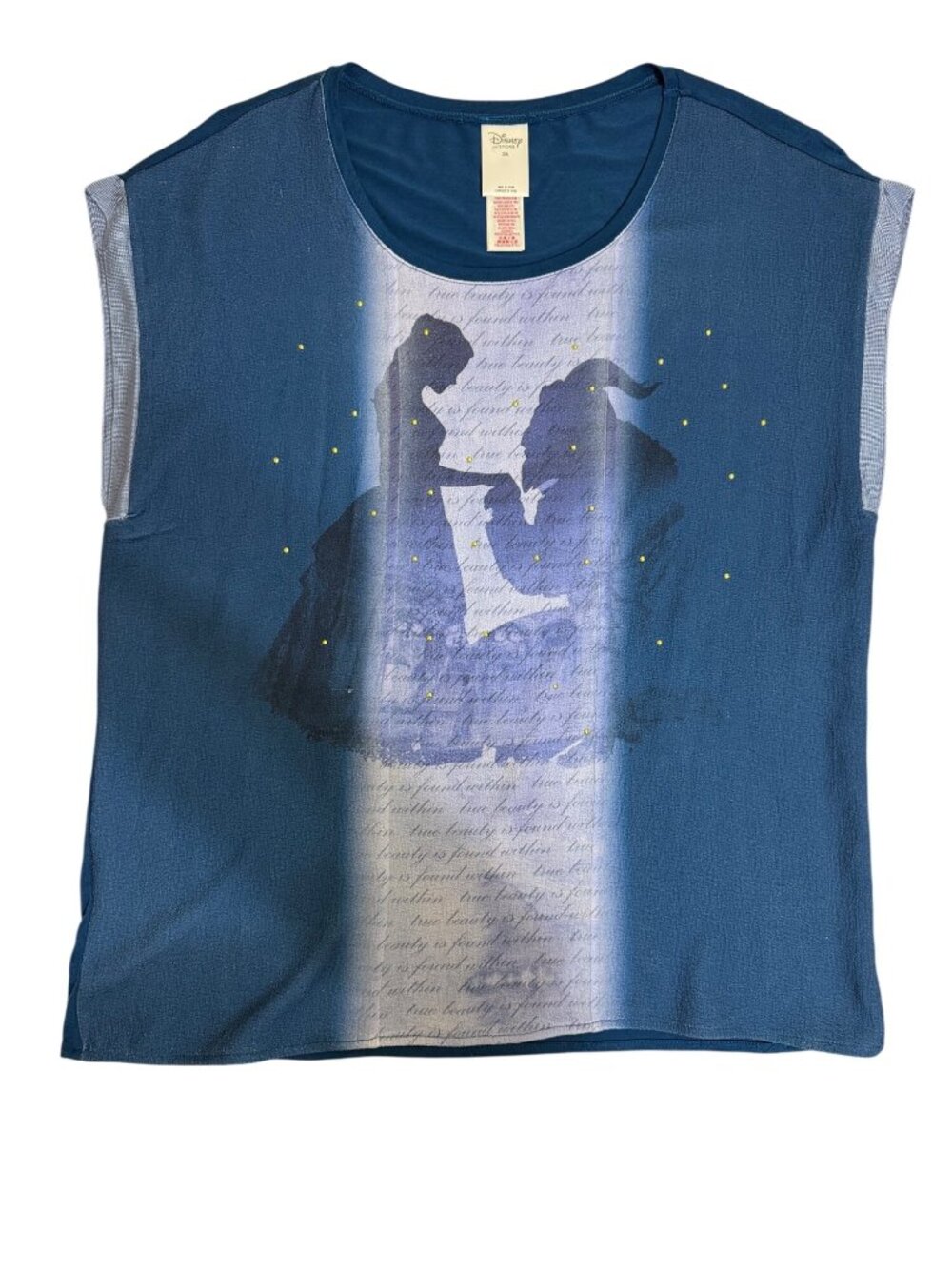 Disney Store Beauty & The Beast Shirt Belle Blue Graphic Print 2XL